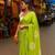 Light green blended cotton woven zari work saree with blouse