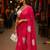 Pink blended cotton woven zari work saree with blouse
