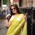 Light green linen printed zari work saree with blouse