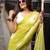 Light green linen printed zari work saree with blouse