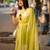 Light green linen printed zari work saree with blouse