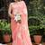 Pink pure cotton printed floral print saree with blouse