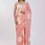 Pink pure cotton printed floral print saree with blouse