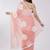 Pink pure cotton printed floral print saree with blouse