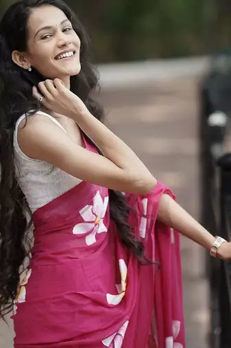Pink pure cotton printed zari work saree with blouse