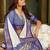 White blue blended cotton printed zari work saree with blouse