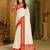 Red white blended cotton printed zari work saree with blouse