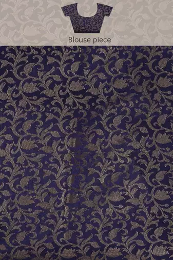 Blue pure cotton woven zari work saree with blouse
