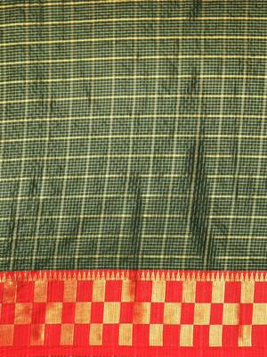Green pure cotton woven zari work saree with blouse 4