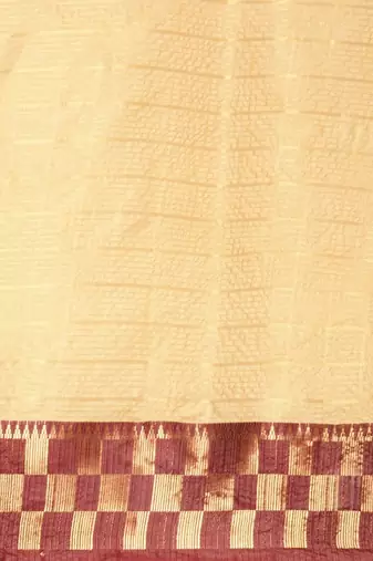 Beige pure cotton woven zari work saree with blouse