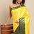 Green yellow pure cotton woven zari work saree with blouse