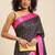Dark blue pure cotton woven zari work saree with blouse