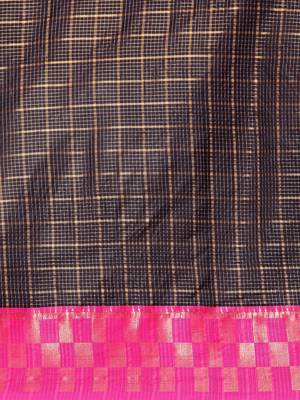 Dark blue pure cotton woven zari work saree with blouse 4