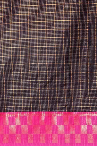 Dark blue pure cotton woven zari work saree with blouse