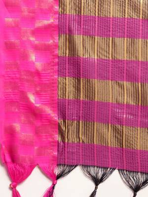 Dark blue pure cotton woven zari work saree with blouse 5