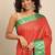 Orange pure cotton woven zari work saree with blouse
