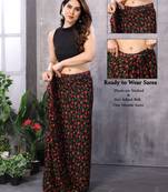Black georgette printed zari work saree with blouse