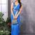 Grey georgette printed zari work saree with blouse