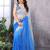 Grey georgette printed zari work saree with blouse