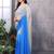 Grey georgette printed zari work saree with blouse