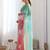 Light blue pink blended cotton embroidered zari work saree with blouse