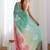 Light blue pink blended cotton embroidered zari work saree with blouse