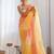 Orange yellow blended cotton embroidered zari work saree with blouse