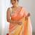 Orange yellow blended cotton embroidered zari work saree with blouse