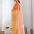 Orange yellow blended cotton embroidered zari work saree with blouse