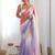 Pink purple blended cotton embroidered zari work saree with blouse