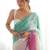 Light green purple blended cotton embroidered zari work saree with blouse