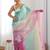 Light green purple blended cotton embroidered zari work saree with blouse