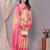 Pink tissue woven zari work saree with blouse