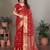 Red organza woven zari work saree with blouse