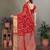 Red organza woven zari work saree with blouse