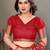Red organza woven zari work saree with blouse