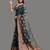 Dark blue organza woven zari work saree with blouse