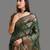 Green organza woven zari work saree with blouse