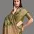 Dark green organza woven zari work saree with blouse
