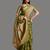 Dark green organza woven zari work saree with blouse