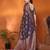 Dark blue gold organza woven zari work saree with blouse