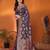 Dark blue gold organza woven zari work saree with blouse