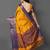 Gold blue blended cotton woven zari work saree with blouse