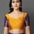 Gold blue blended cotton woven zari work saree with blouse