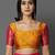 Gold pink blended cotton woven zari work saree with blouse