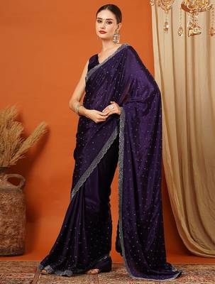 Purple pure silk woven zari work saree with blouse 4
