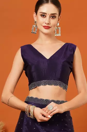 Purple pure silk woven zari work saree with blouse