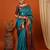 Light blue pure silk printed zari work saree with blouse