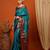 Light blue pure silk printed zari work saree with blouse