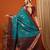 Light blue pure silk printed zari work saree with blouse